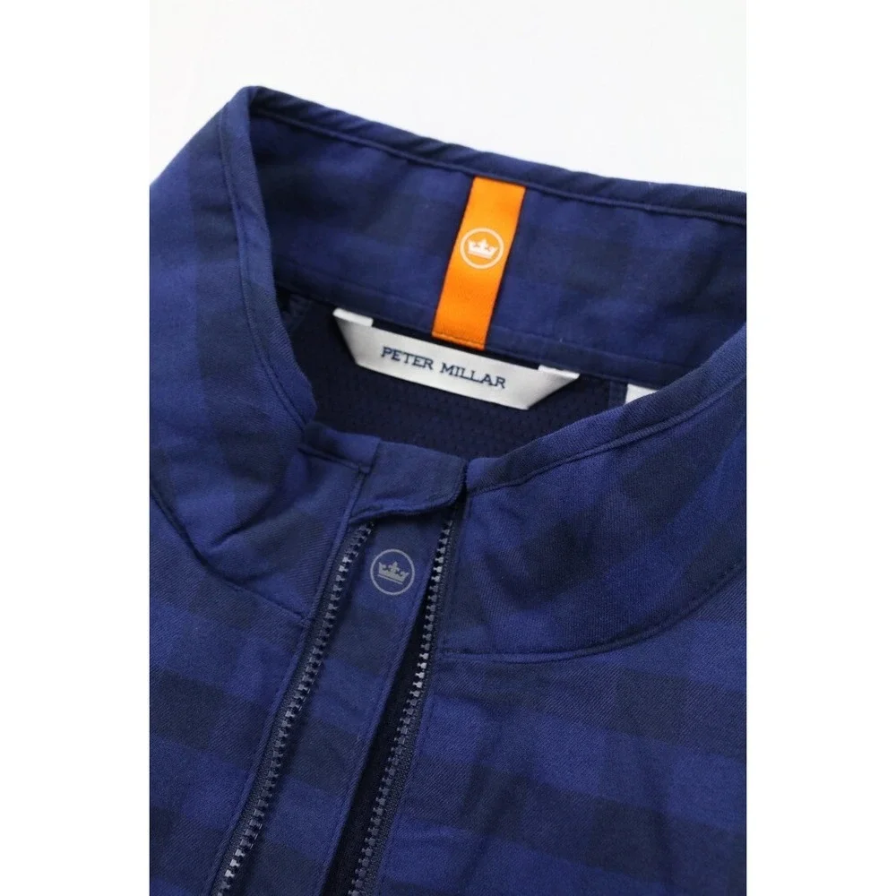 Peter Millar Vest Mens Navy Blue Fuse Elite Flannel Hybrid Performance XXL Plaid - Picture 3 of 16